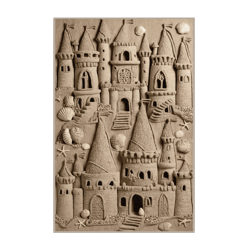 Tapis bord de mer lavable Sandcastle, Rectangle 7 pi x 9 pi