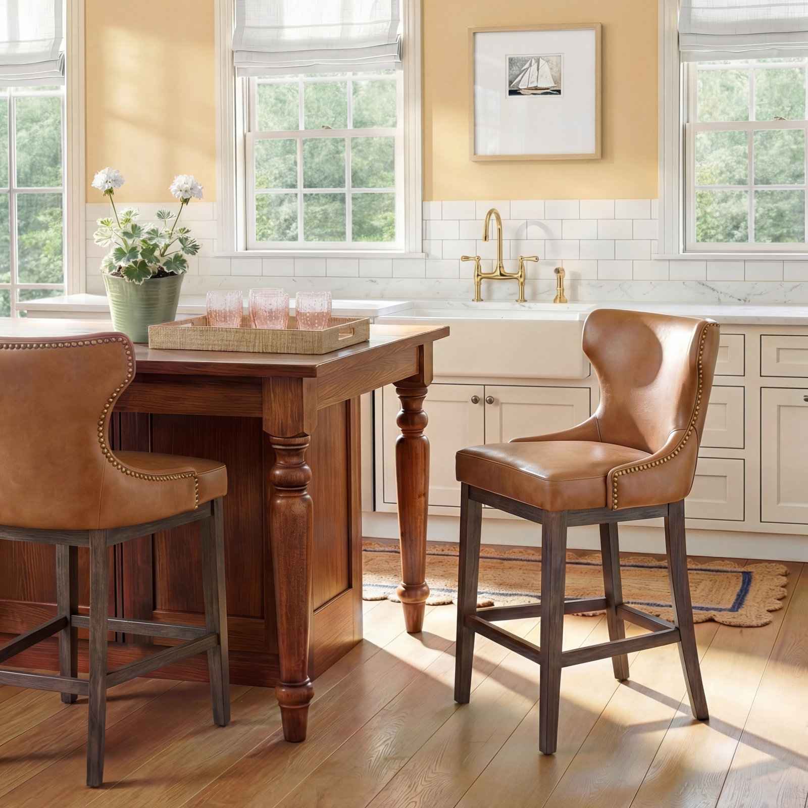 Caraline Swivel Bar and Counter Stool, Counter Stool (26" Seat Height), Wax Sand