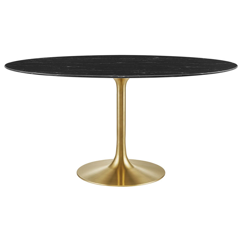  Table de salle à manger en marbre artificiel Lippa, Doré, Noir, H 29,5 po x L 60 po x l 35,5 po