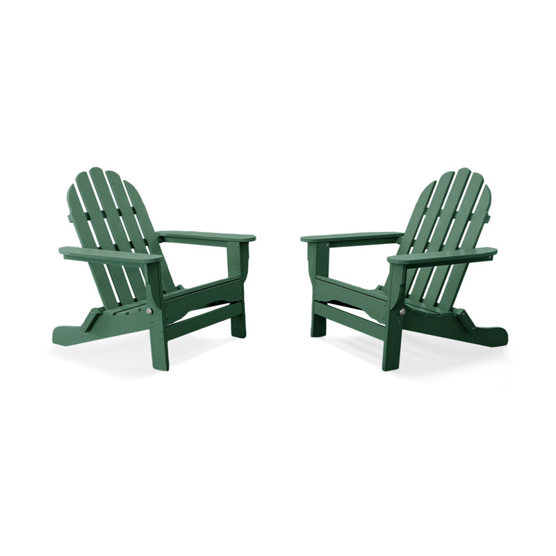 Leighton Foldable Outdoor Adirondack Set, Forest Green