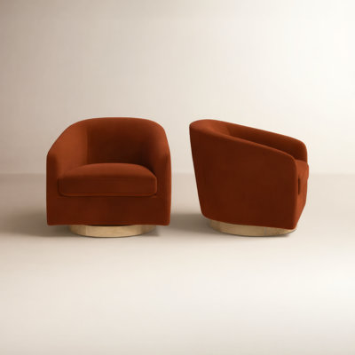 Bennett Linen Swivel Barrel Chair