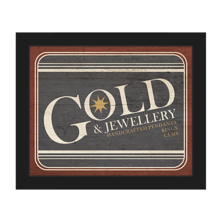 Click Wall Art Gold Jewelry Sign On Canvas Print 