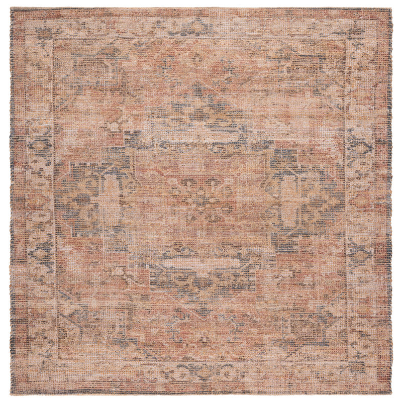 Saffron Hand Woven Jute/Sisal; Chenille; Cotton Vintage Look Indoor Rug, Square 6'