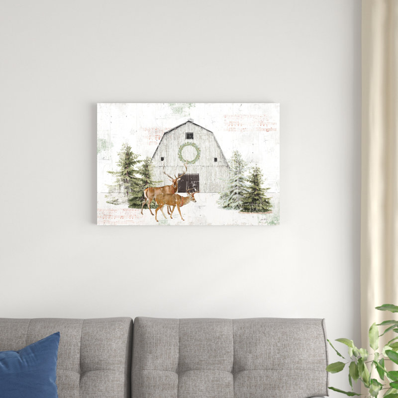 Wooded Holiday I - Renne festif, Non, Unframed, H 20 po x l 30 po x P 1,25 po