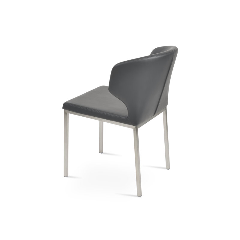 Amed Metal Wingback Upholstered Side Chair, Stainless Steel, Gray