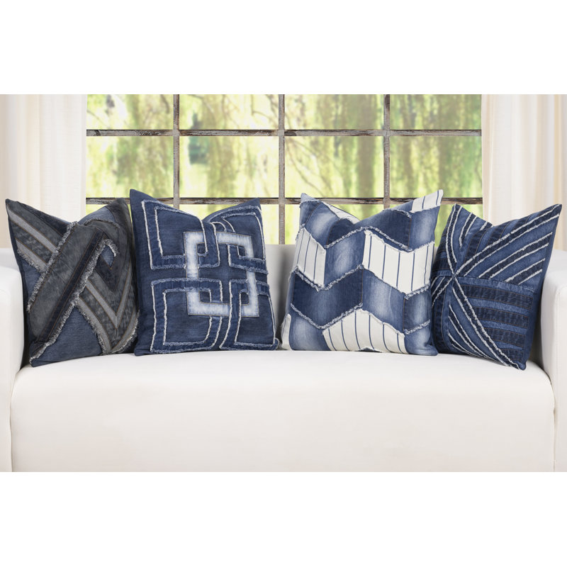 Fringed Cotton Reversible Throw Pillow