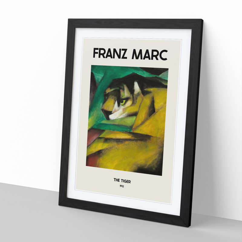 The Tiger by Franz Marc - Picture Frame Painting, 36cm H x 27cm W x 2cm D, Black Framed