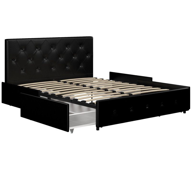 Upholstered Storage Bed, Double (4'6), Black