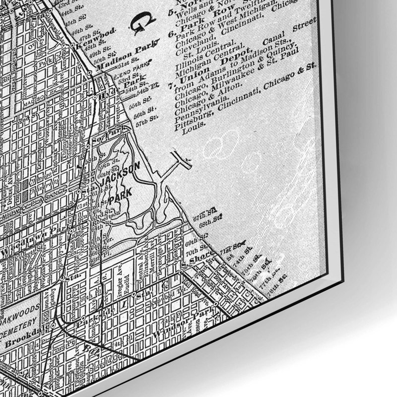 «Tinted Map of Chicago» par Vision Studio, art mural en verre acrylique, H 24 po x l 12 po x P 0,2 po