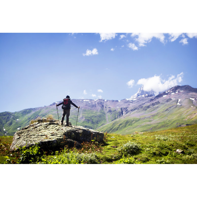 Hiker In The Mountains - Wrapped Canvas Print, 30cm H x 46cm W