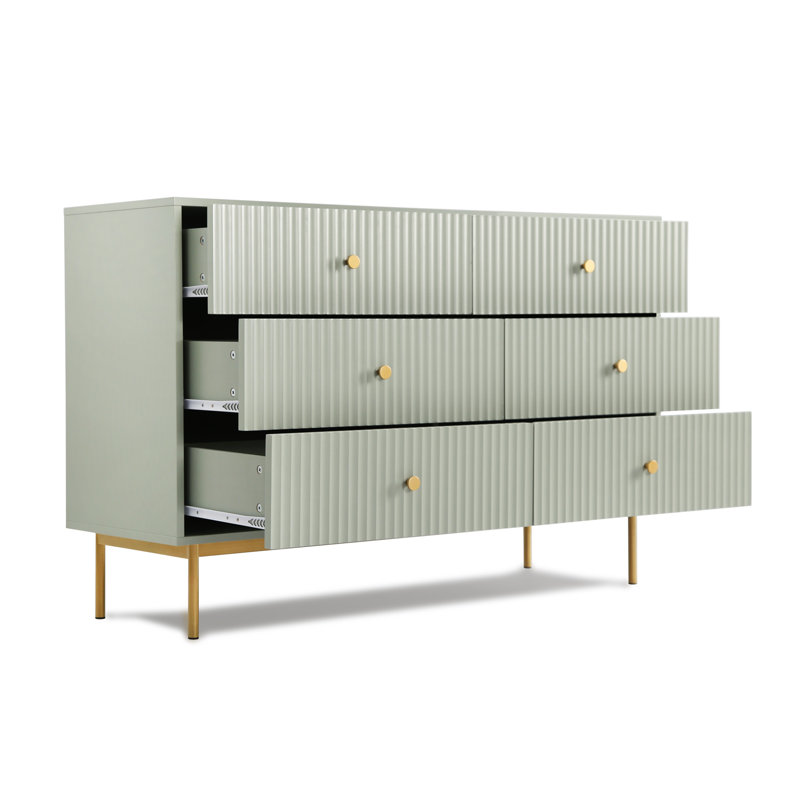 Aimilios 120 cm W Chest of 6 Drawers, Green