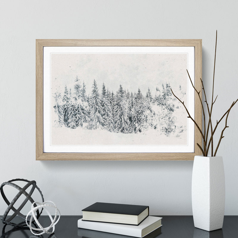 Points Of The Trees - Single Picture Frame Print on MDF, 45cm H x 63cm W x 2cm D, Oak Framed