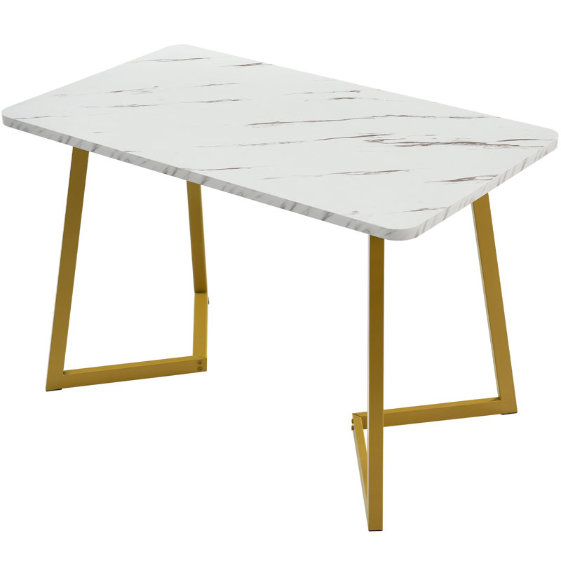 Hohman Metal Base Dining Table, Gold