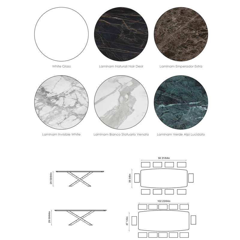 Como Glass Top Metal Base Dining Table