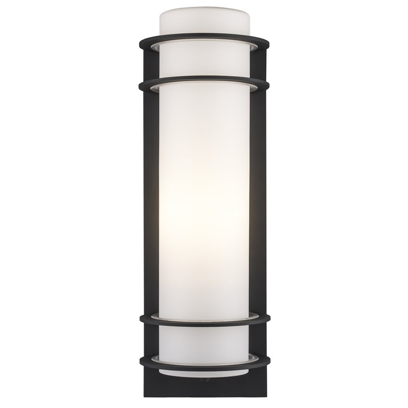 Applique murale d'extérieur en verre givré Sandridge, Noir, H 16,25 po x l 5,5 po x P 5,5 po