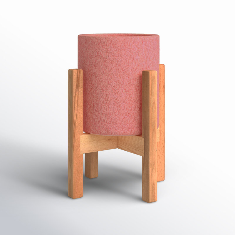 Alucard Wood Pot Planter, Pastel Pink/Natural, 5" H x 4.7" W x 4.7" D