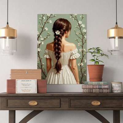 Canvas Wall Art Jasmine Flower Art, Indian Braid Print-1 Vintage Poster Print Home Decor