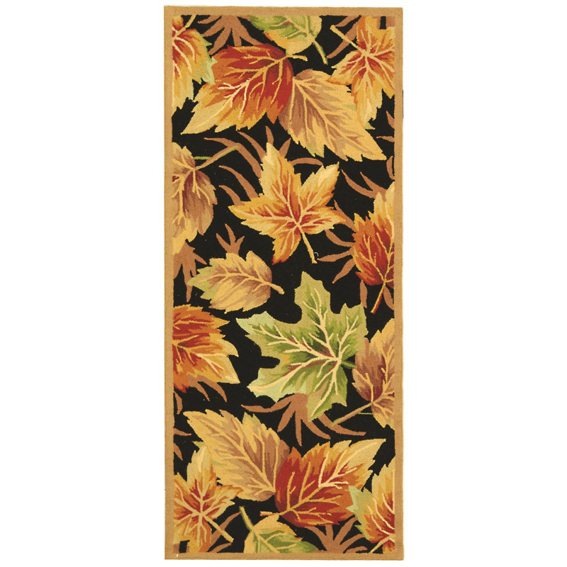 Kinchen Hand Hooked Wool Pile Floral Rug, Runner 2'6" x 6'
