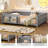 Full bed with built-in bookshelf and high-quality safety guardrail,Gray-701980666-701980646