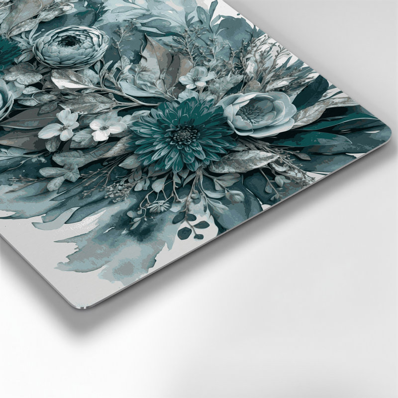 Aquarelle florale, art mural gris en métal 73, H 14 po x l 11 po