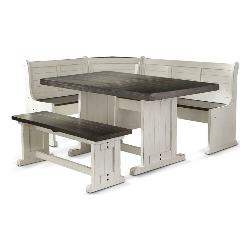  Ensemble de coin-repas en coin de ferme avec rangement caché en brun foncé blanc ferme, 5