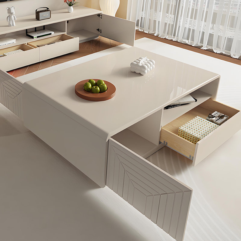 Cream Style Modern Coffee Table, 16.53" H x 47.24" L x 23.62" W