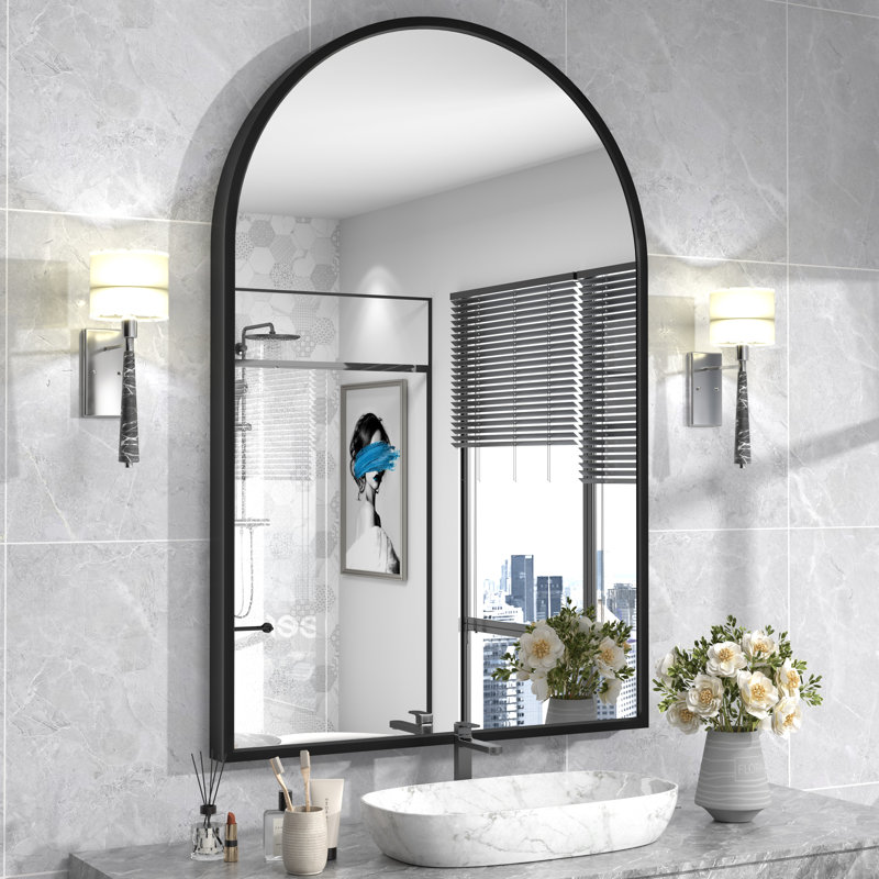 Miroir mural Amara, 48 po x 32 po, Noir mat