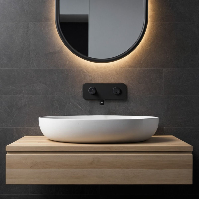 Brayden Studio 54mm L x 34mm W Natural Stone Oval Sink