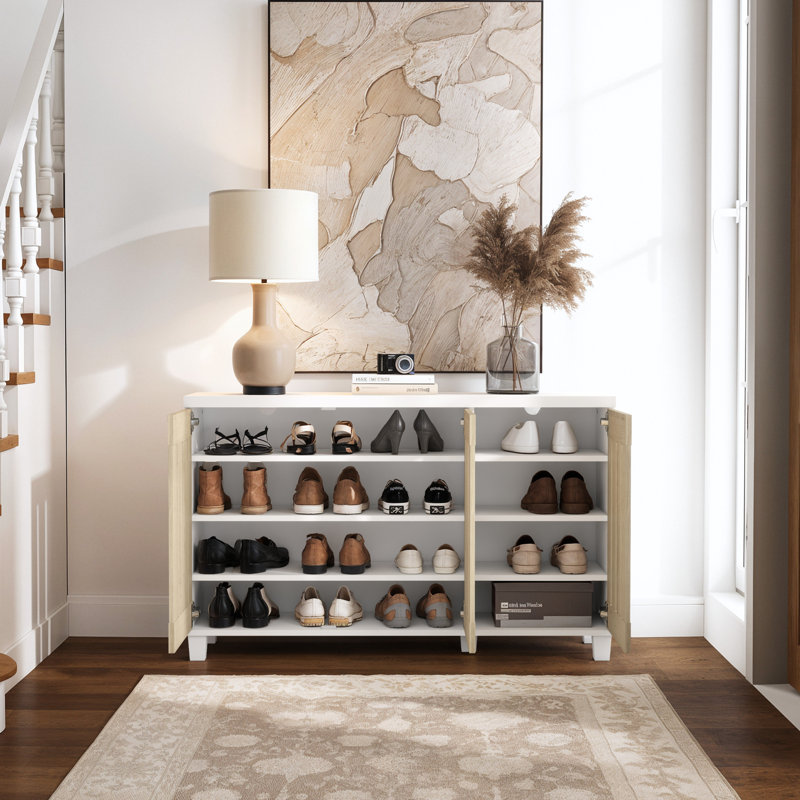Baron 16 Pair Shoe Storage Cabinet, White/Oslo Oak