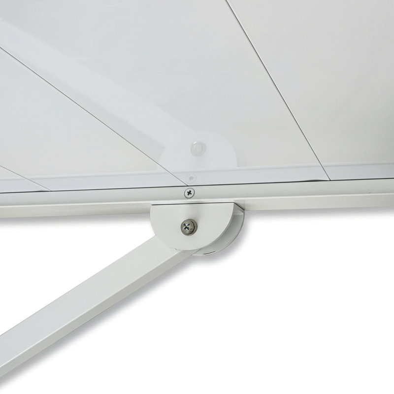 Auvent blanc en métal blanc 4,6, auvent en aluminium léger pour l'extérieur, finition thermolaquée contemporaine, charnière continue avec solin, installation pour une installation rapide, acier inoxydable