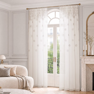 BCBG Rosette Sheer Window Curtains