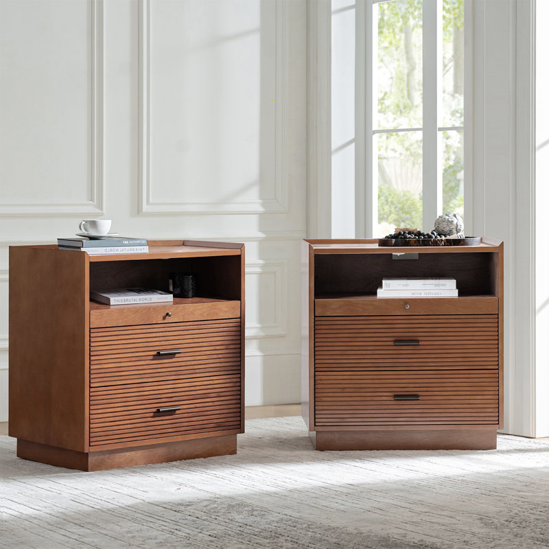 Plateau de table escamotable H 29 po Gatewood avec lumière USB et DEL Gatewood, Noyer