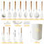 Ephratah Kitchen Utensil Set Silicone, 33 Pieces Cookware, Natural Wood Handles(White)