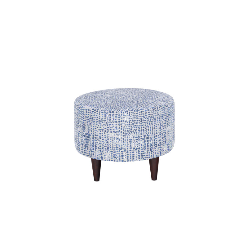 Meila Upholstered Ottoman, Vivid Blue/Blue/Gray 100% Cotton