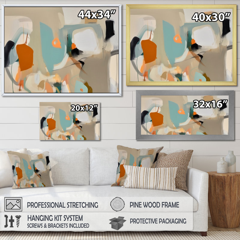 Projection of Innocence Vintage Expressionism - peinture abstraite sur toile, art mural, Toile tendue, H 16 po x l 32 po