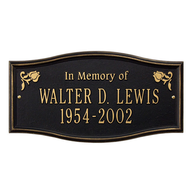 Alexandria Memorial Plaque/Stone, Black/Gold, Yes