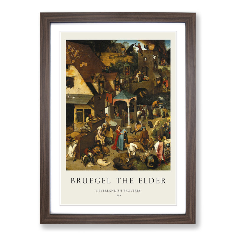 Neverlandish Proverbs by Pieter Bruegel the Elder - Framed Print, 36cm H x 27cm W x 2cm D, Walnut