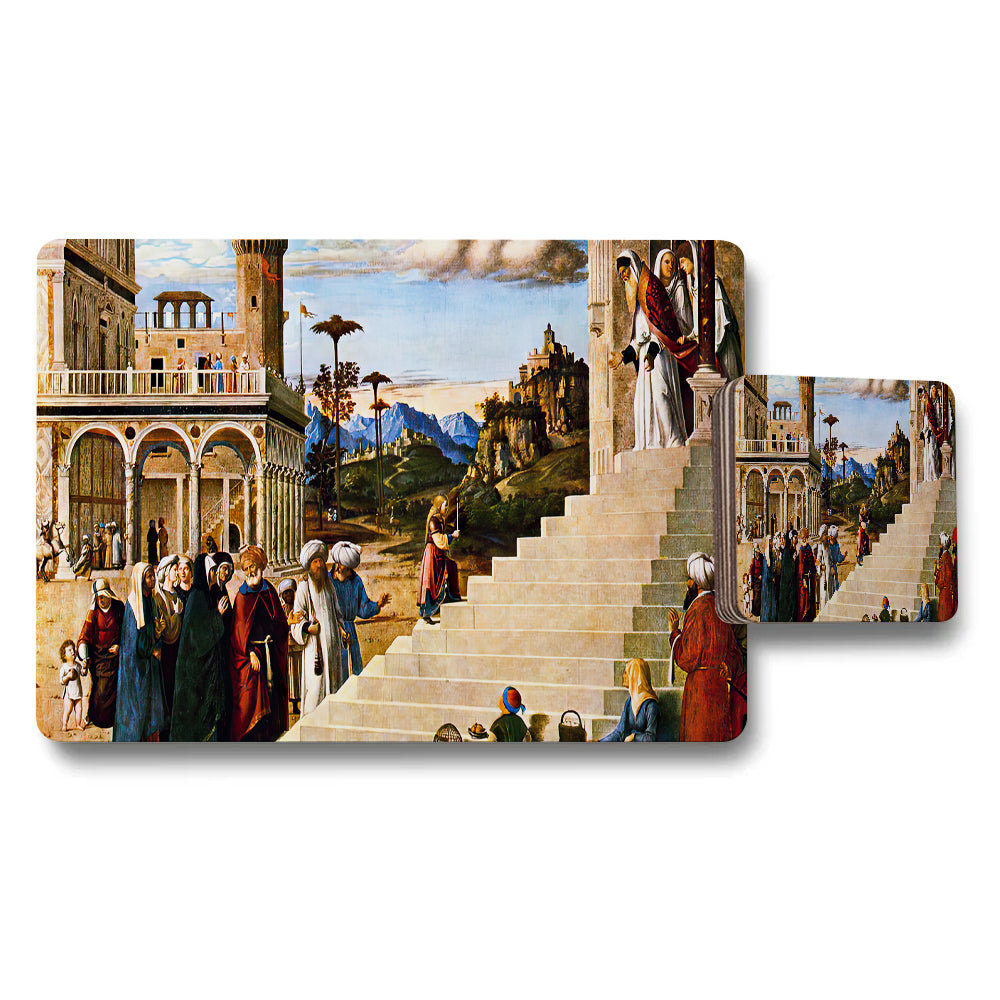 Renaissance Style Placemat and Coaster Set with Historic Scene Artwork