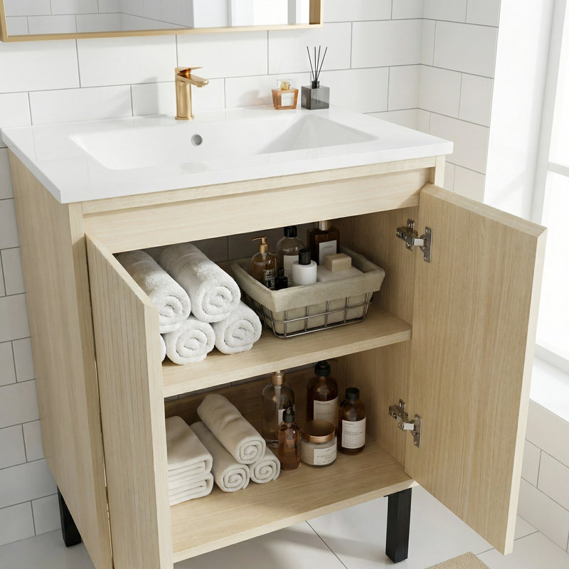 Meuble-lavabo 24 po (lavabo non inclus) chêne, Beige