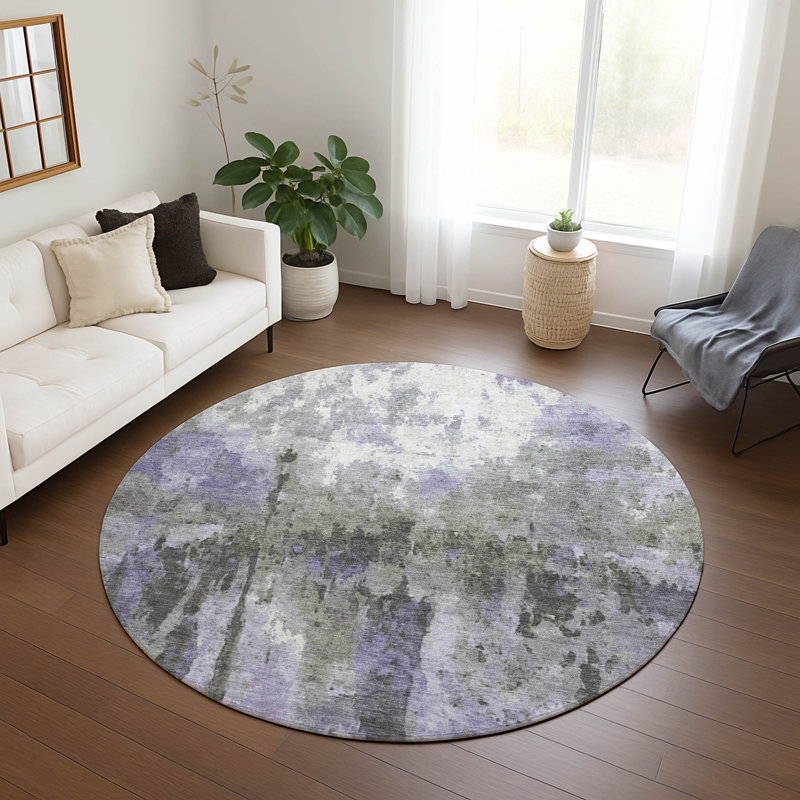 Machine Washable Indoor/Outdoor Pablo ACN2284 Abstract Rug, Round 8'