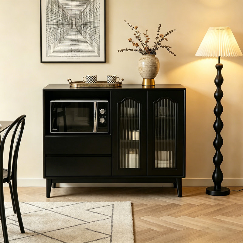 Buffet en bois massif noir