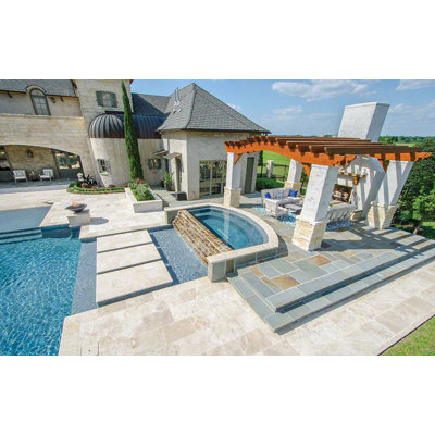Marzana Dune 12 in. x 24 in. x 1.18 in. Honed Unfilled Brushed Travertine Pool Coping (2 sq. ft./unit, 1 Piece)