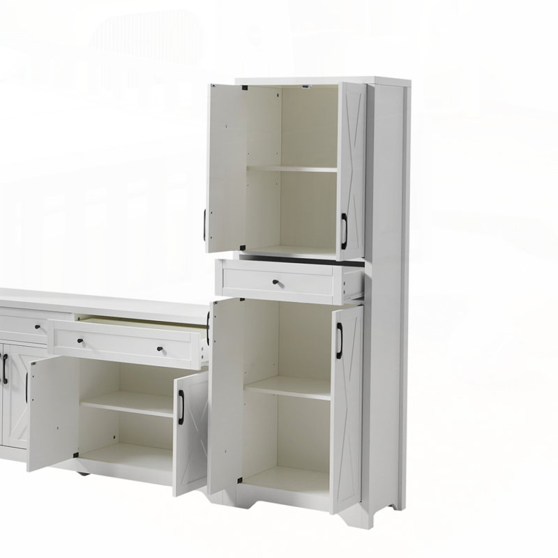 Buffet multifonctionnel de salon haut convenant au salon, Blanc