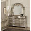 Ensemble de coiffeuse et miroir de chambre à coucher de luxe avec insert en marbre véritable et finition argentée, mobilier traditionnel