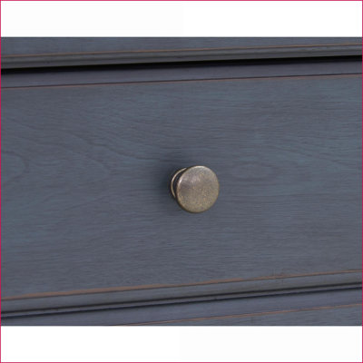 Table de chevet 3 tiroirs en velours côtelé bleu Corduroy - Aucun assemblage requis