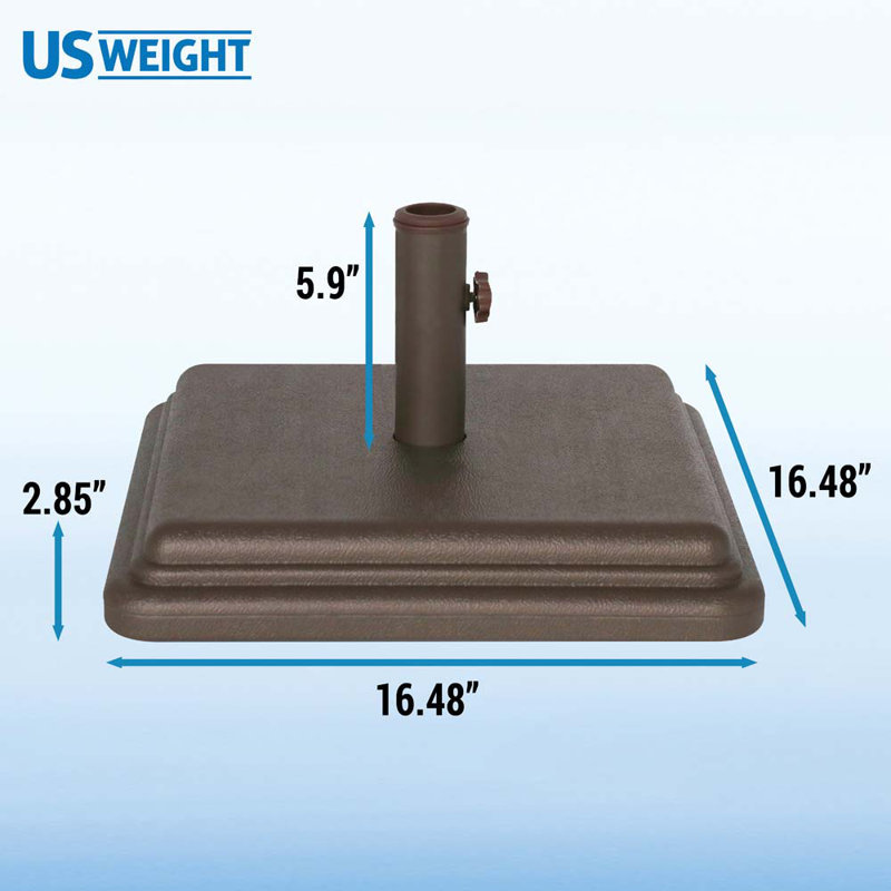 Poids américain: 40 lb Base de parasol d'extérieur carré en béton préfabriqué en bronze, Brun