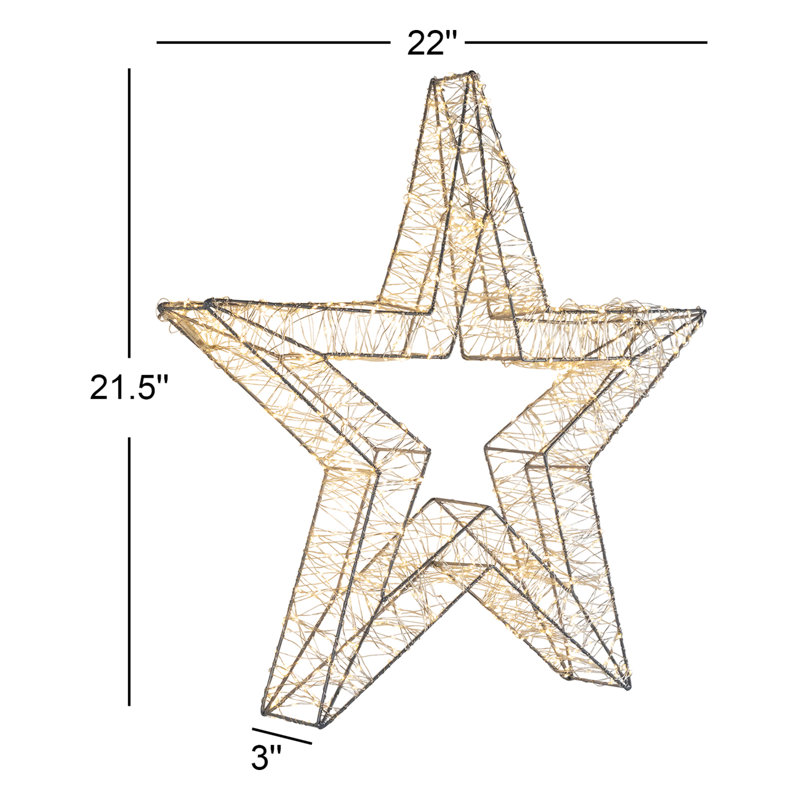 LED Lighted Wire Star Outdoor Christmas Decoration - 22" - Warm White Lights