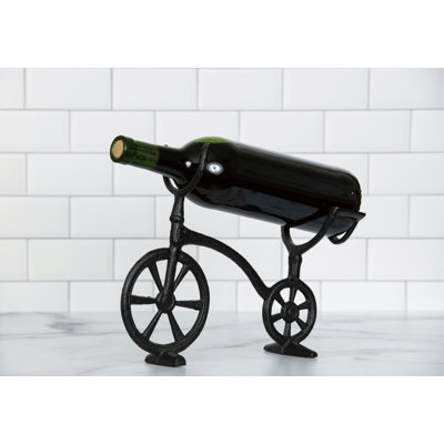 Metal 11 in. Black Bike Wine Bottle Holder