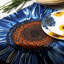 Assiette à salade bleue tournesol