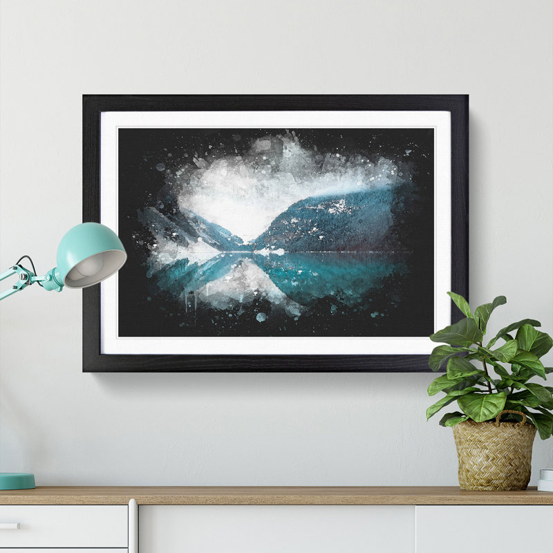 Mountain Range Reflection - Picture Frame Graphic Art Print, Black Framed, 62cm H x 87cm W x 2cm D